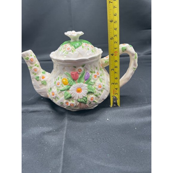 Burton and Burton Hand Painted FLower Garden Tea Pot - Picture 6 of 6